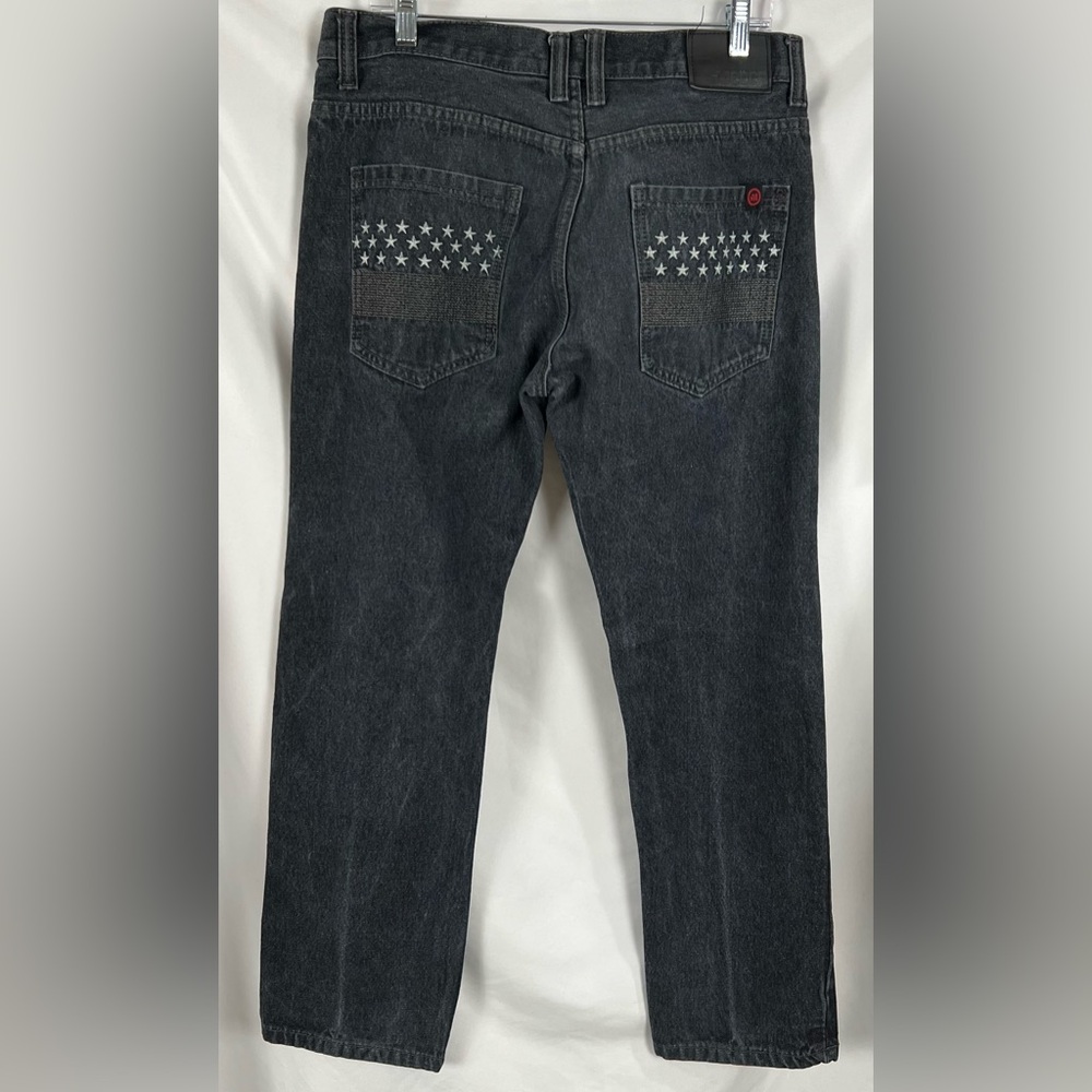 Mecca USA Flag Dark Wash Jeans Embroidered Pockets SZ 34x32